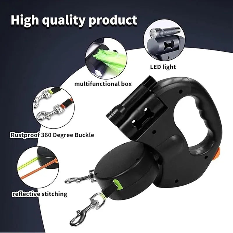 Green Paw Dual Retractable Dog Leash